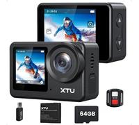 XTU Action CAM 4K30FPS 20MP Ultra HD Pantalla táctil LCD de 2,0 Pulgadas 40M cámara subacuática con Tarjeta de Memoria U3 de 64GB, cámara de acción con estabilización EIS