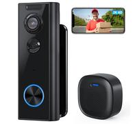 XTU Timbre Inalámbrico con Cámara, 2K HD WiFi Timbre Videoportero Exterior Impermeable con Soportes, Detección de Movimiento PIR, Visión Nocturna, Audio Bidireccional, Compatible con Alexa