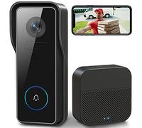 XTU Timbre Inalámbrico con Cámara WiFi, 2K HD Vídeo Timbre Puerta Inteligente con Cámara,Detección Humana PIR,Visión Nocturna,Audio Bidireccional,SD y Almacenamiento en la Nube, IP66 Impermeable