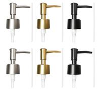 XTUDOU 6 dispensadores de jabón con cabezal de bomba, bomba de jabón de plástico con tubo, bomba de jabón para botellas de rosca de 25 mm, dispensador de jabón para cocina, baño, hoteles (oro/plata