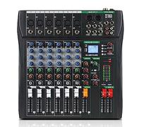 XTUGA CT60 - Mezclador de audio de 6 canales para grabación de computadora, control de sonido, placa de sonido con efecto digital integrado con alimentación Phantom de 48 V, CT60
