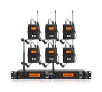 XTUGA IEM1200 - Sistema de monitoreo intraural inalámbrico de 2 canales, 6 unidades, con auriculares intraurales, tipo inalámbrico utilizado para escenario o estudio (6 bolsas)
