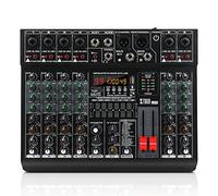 XTUGA LXT6 - Mezclador de audio profesional de 6 pistas con 99 efectos DSP, ecualizador de 7 bandas, botón de encendido fantasma de 48 V independiente y silenciado, función Bluetooth, DJ, escena/noche