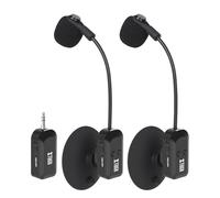 XTUGA Micrófono inalámbrico para instrumento con ventosa, sistema de micrófono inalámbrico de guitarra recargable de 2.4 G, violín, violonchelo, batería de 6 horas (KX-722-2)