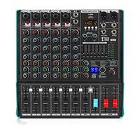 XTUGA TS7 - Mezclador de audio con 99 DSP efecto 7 bandas, función de silencio de potencia fantasma independiente de 48 V, interfaz de audio USB, grabación para estudio, DJ, escenario, fiesta