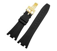 XTVKFWJAB Compatible con AP ABI Royal Oak offshore 15400 | 26470 | 15703 reloj de silicona resistente al agua con cadena de reloj for hombre de 28 mm(Black Gold)