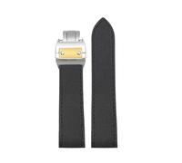 XTVKFWJAB Compatible con Cartier Santos de 20 mm y 23 Correa nailon SANTOS 100 grano W20073X8 W2020005. reloj fondo piel vaca for hombre(Black-Silver Gold,23mm)