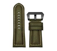 XTVKFWJAB Compatible con correa de reloj Panerai PA441 PAM01661 con correa de piel de vacuno italiana engrosada Correa de reloj vintage azul Pulsera masculina 22 mm 24 mm(Green black,24mm)