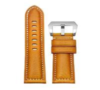 XTVKFWJAB Compatible con correa de reloj Panerai PA441 PAM01661 con correa de piel de vacuno italiana engrosada Correa de reloj vintage azul Pulsera masculina 22 mm 24 mm(Yellow silver,24mm)