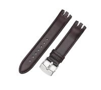 XTVKFWJAB Compatible con correa de reloj Swatch Yts401/402/403/409/713/Ytb400 cuero convexo bifurcado especial, repuesto hebilla mariposa 20 mm(Brown-Steel)