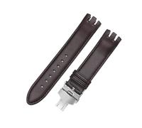XTVKFWJAB Compatible con correa de reloj Swatch Yts401/402/403/409/713/Ytb400 cuero convexo bifurcado especial, repuesto hebilla mariposa 20 mm(Brown-Steel-B1)