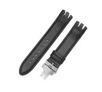 XTVKFWJAB Compatible con correa de reloj Swatch Yts401/402/403/409/713/Ytb400 cuero convexo bifurcado especial, repuesto hebilla mariposa 20 mm(Black-Steel-B1)