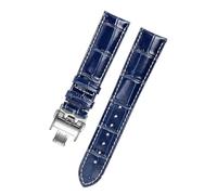XTVKFWJAB Compatible Con Correa Longines Artesano De Piel Azul Luna Con Estampado De Cocodrilo Magnífico Cinturón De Hombre Conkas 19mm 20mm 21mm(A-Blue silver buckle,20mm)