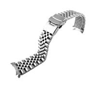 XTVKFWJAB Correa de acero inoxidable 22 mm for buceo, compatible con Casio Duro MDV107-1A MDV106-1A, repuesto correa reloj for hombre, pulsera hebilla plegable metal y logotipo(5 beads silver)