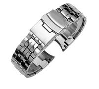 XTVKFWJAB Correa de acero inoxidable 316L negra y plateada 22 mm con extremos curvos eslabones sólidos, compatible el reloj Casi-O EDIFICE EF-550D(Silver)
