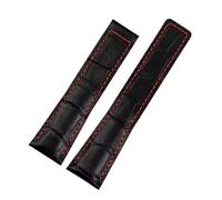 XTVKFWJAB Correa de cuero compatible con TAG Heuer Aquaracer Carrera Monaco F1(Black red-no buckle,24mm)