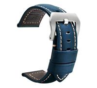 XTVKFWJAB Correa de cuero retro vintage hecha a mano compatible con Panerai 22, 24 y 26 mm, accesorios reloj hechos a, correa extremo recto(Blue silver buckle,22mm)