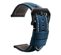 XTVKFWJAB Correa de cuero retro vintage hecha a mano compatible con Panerai 22, 24 y 26 mm, accesorios reloj hechos a, correa extremo recto(Blue black buckle,22mm)