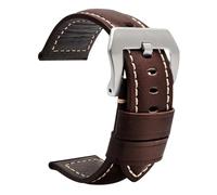 XTVKFWJAB Correa de cuero retro vintage hecha a mano compatible con Panerai 22, 24 y 26 mm, accesorios reloj hechos a, correa extremo recto(Dark brown silver,26mm)