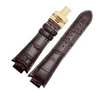 XTVKFWJAB Correa de malla for hombre Tissot T60 1853 L875/975K, 24 x 14 mm, correa de malla T60.1.513, correa de piel de cocodrilo.(Brown golden)