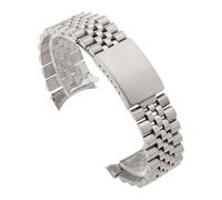 XTVKFWJAB Correa de metal con extremo curvo 18 mm, 19, 20 y 21, compatible Rolex DATEJUST, correas reloj acero inoxidable macizo for hombre, accesorios pulsera(Silver,18mm)