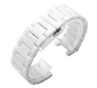 XTVKFWJAB Correa de reloj cerámica blanca y negra con junta cóncava 16 x 8 mm, 18 10 20 11 for hombre mujer, compatible Omega, Seiko, Tissot, Armani Citizen(White,16x10mm)