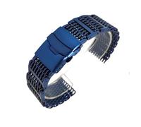 XTVKFWJAB Correa de reloj de acero inoxidable macizo de 20 mm, 22 mm y 24 mm, correa de malla milanesa con hebilla plegable, accesorios de pulsera(Blue,20mm)