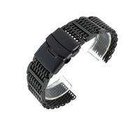 XTVKFWJAB Correa de reloj de acero inoxidable macizo de 20 mm, 22 mm y 24 mm, correa de malla milanesa con hebilla plegable, accesorios de pulsera(Black,20mm)