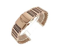 XTVKFWJAB Correa de reloj de acero inoxidable macizo de 20 mm, 22 mm y 24 mm, correa de malla milanesa con hebilla plegable, accesorios de pulsera(Rose gold,24mm)