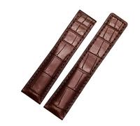 XTVKFWJAB Correa de reloj de piel de cocodrilo de 19 mm, 20 mm y 22 mm. Caja de regalo, accesorios de pulsera azul oscuro.(Brown no buckle,20mm)