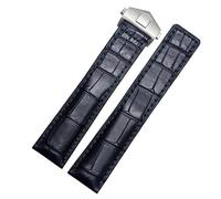 XTVKFWJAB Correa de reloj de piel de cocodrilo de 19 mm, 20 mm y 22 mm. Caja de regalo, accesorios de pulsera azul oscuro.(Blue silver,20mm)