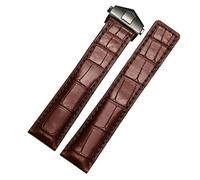 XTVKFWJAB Correa de reloj de piel de cocodrilo de 19 mm, 20 mm y 22 mm. Caja de regalo, accesorios de pulsera azul oscuro.(Brown black,19mm)