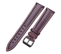 XTVKFWJAB Correa de reloj piel becerro lisa, 18, 19, 20, 21, 22 y 24 mm, color negro marrón oscuro, for mujer hombre, con hebilla plateada dorada(Dark Brown Black,22mm)