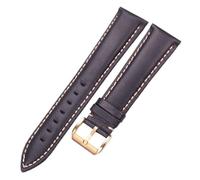 XTVKFWJAB Correa de reloj piel becerro lisa, 18, 19, 20, 21, 22 y 24 mm, color negro marrón oscuro, for mujer hombre, con hebilla plateada dorada(Black Gold Clasp,20mm)