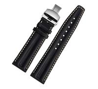 XTVKFWJAB Correa de reloj piel vacuno italiana suave, estilo retro, resistente al desgaste, compatible con la serie Hamilton Broadway H43515735(Black-Silver)