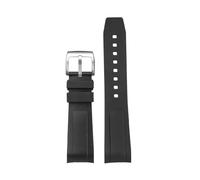XTVKFWJAB Correa de reloj silicona y caucho for hombre Longines Classic Reproduction Series L2.838.4 la Fuerza Aérea Checa 1935, con boca arqueada, 22 mm(Black-silver)