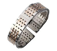 XTVKFWJAB Correa de reloj T41, pulsera acero inoxidable macizo con siete cuentas y hebilla mariposa(Silver Rose Gold,16mm)