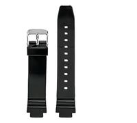 XTVKFWJAB Correa de resina compatible con Casio LRW-250H, 200 y LX-500H for mujer, color blanco brillante y rosa, convexa, pulsera de silicona impermeable de 12 mm.(Black01)