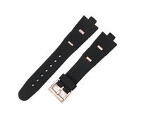XTVKFWJAB Correa de silicona compatible con Bulgari DP42C14SVDGMT, suave y cómoda, puerto convexo especial, accesorios 22 x 8 mm 24, color negro(Fold Black-Rose,24x8mm)