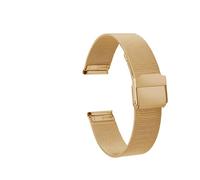 XTVKFWJAB Correa milanesa de 14 mm compatible con Casio LQ-400D, reloj cuadrado plateado retro, correa de acero inoxidable dorada y rosa.(2101-Gold)