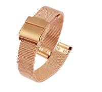 XTVKFWJAB Correa milanesa de acero inoxidable for mujer, 13 mm y 14, compatible con reloj Casio retro pequeño dorado LA670, LA680 LA690(Rose gold,14mm(LA680 or LA690))