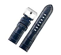 XTVKFWJAB Correas de cuero azul compatibles con Panerai PAM441 PAM01144 PAM01313, accesorios for relojes, correas de piel de vaca.(04-Blue line silver,22mm)