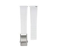 XTVKFWJAB CTS Watch Band Compatible With Rolex Water Ghost Compatible With Omega Liquid Silicone Strap 20 22mm Cut To Size Fast Release Adjustable Universal Ban(White-silver,20mm)