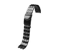 XTVKFWJAB Estilo compatible con reloj Swatch de acero negro for hombre, correa metal YVS451 YVS435 YCS443G, accesorios 19 mm y 21(Black,21mm)