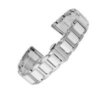 XTVKFWJAB Pulsera de cerámica en acero inoxidable, correa reloj 12, 13, 14, 15, 16, 17, 18, 20 y 22 mm, for mujer hombre, moda(White silver,13mm)