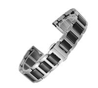 XTVKFWJAB Pulsera de cerámica en acero inoxidable, correa reloj 12, 13, 14, 15, 16, 17, 18, 20 y 22 mm, for mujer hombre, moda(Black silver,17mm)