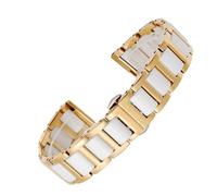 XTVKFWJAB Pulsera de cerámica en acero inoxidable, correa reloj 12, 13, 14, 15, 16, 17, 18, 20 y 22 mm, for mujer hombre, moda(White gold,18mm)