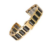 XTVKFWJAB Pulsera de cerámica en acero inoxidable, correa reloj 12, 13, 14, 15, 16, 17, 18, 20 y 22 mm, for mujer hombre, moda(Black gold,22mm)