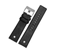 XTVKFWJAB Pulsera Litchi compatible con correa de reloj Diesel Cowhid for hombre DZ7395 DZ7370 DZ7257 correa de reloj roja 20 mm 22 mm 24 mm 26 mm 28 mm 30 mm Pulsera(Black B silver,26mm)