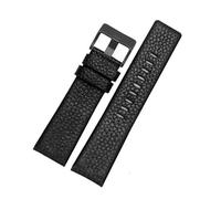 XTVKFWJAB Pulsera Litchi compatible con correa de reloj Diesel Cowhid for hombre DZ7395 DZ7370 DZ7257 correa de reloj roja 20 mm 22 mm 24 mm 26 mm 28 mm 30 mm Pulsera(Black A black,20mm)